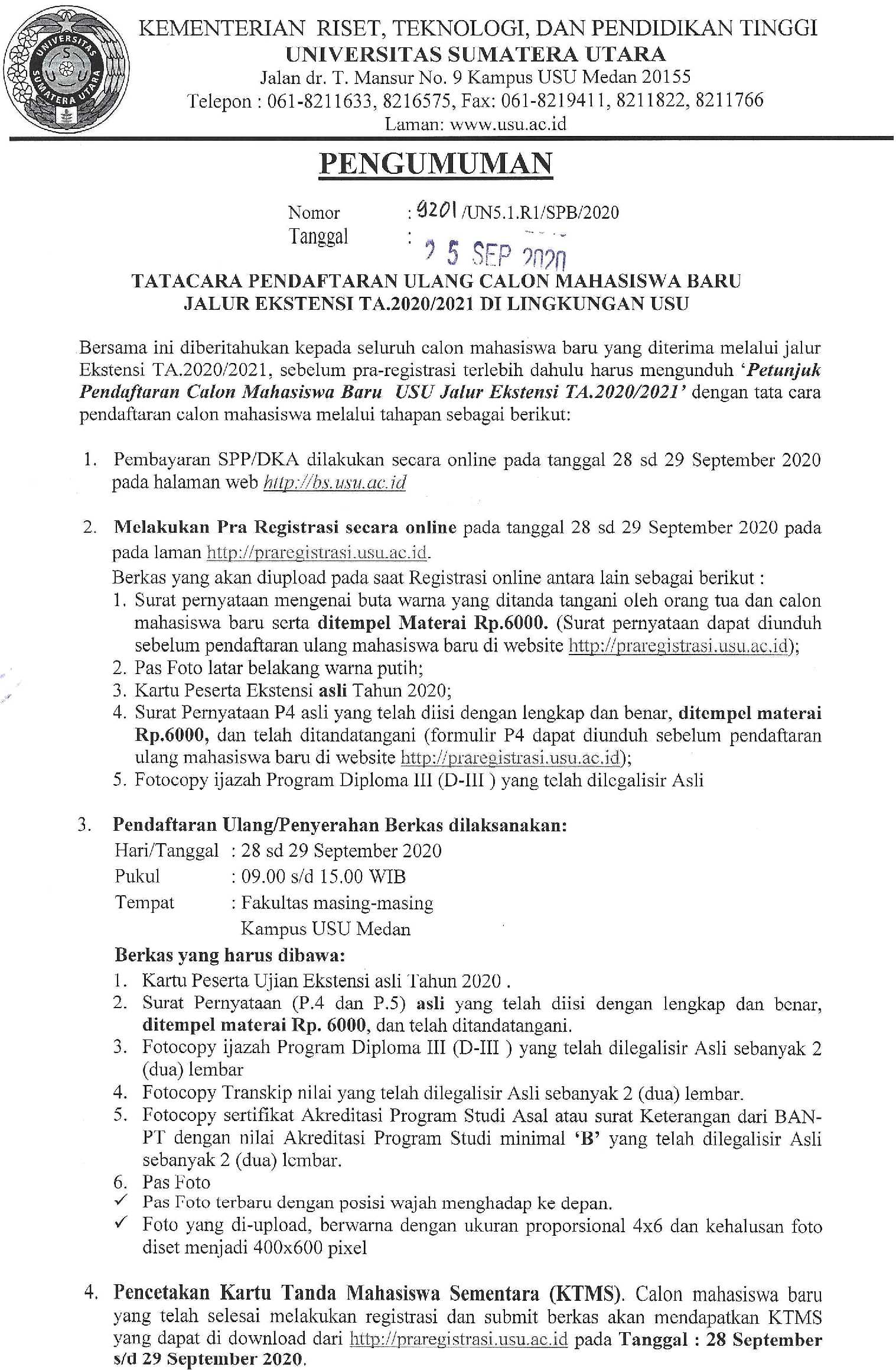 Tatacara Pendaftaran Ulang Ekstensi Revisi 1