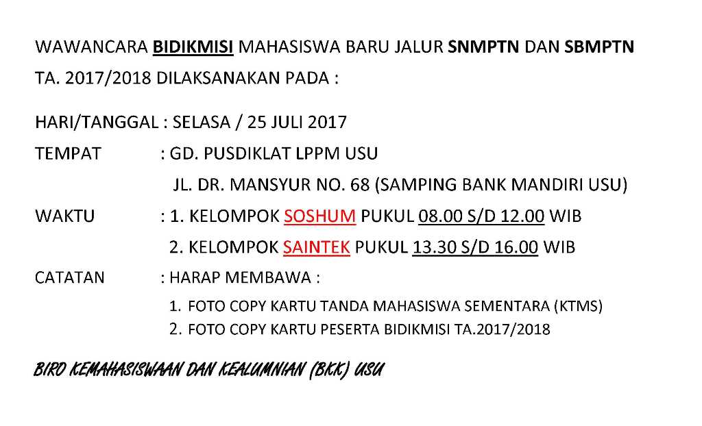 WAWANCARA BIDIKMISI MAHASISWA BARU TA