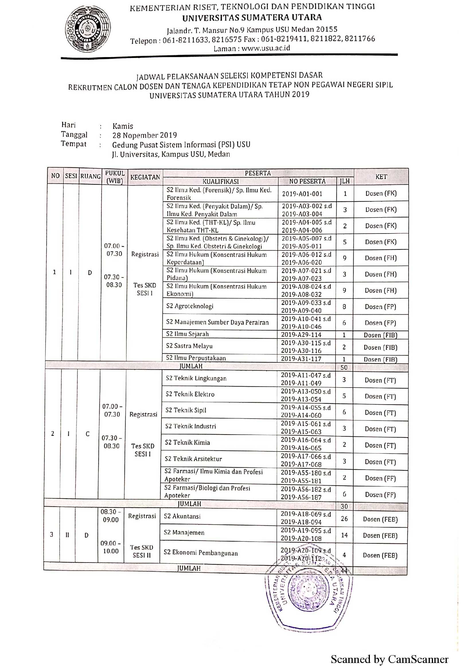 revisi jadwal ujian 1